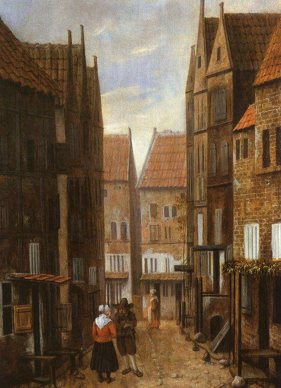 Jacobus Vrel Street Scene with Couple in Conversation oil painting picture